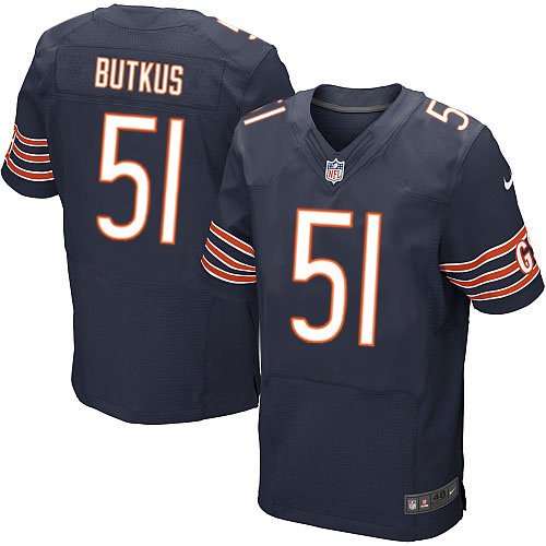 Men's Elite Dick Butkus Nike Jersey Navy Blue Home - #51 NFL Chicago Bears